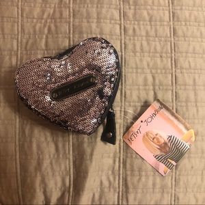 NEW! Betsey Johnson Glitzy Heart Coin Purse